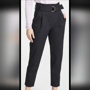 A.L.C. Diego Black Paper Bag Italian Linen Blend Pants With Belt Size 2